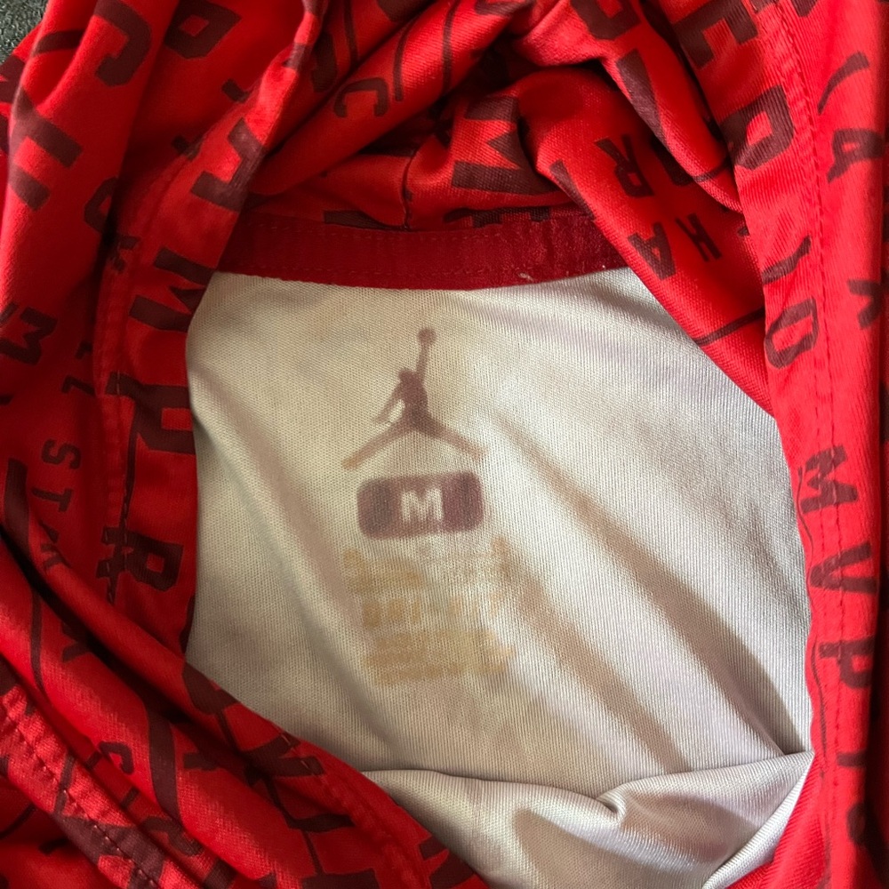 Red Jordan Graphic long sleeve Shirt Drifit with hoodie
